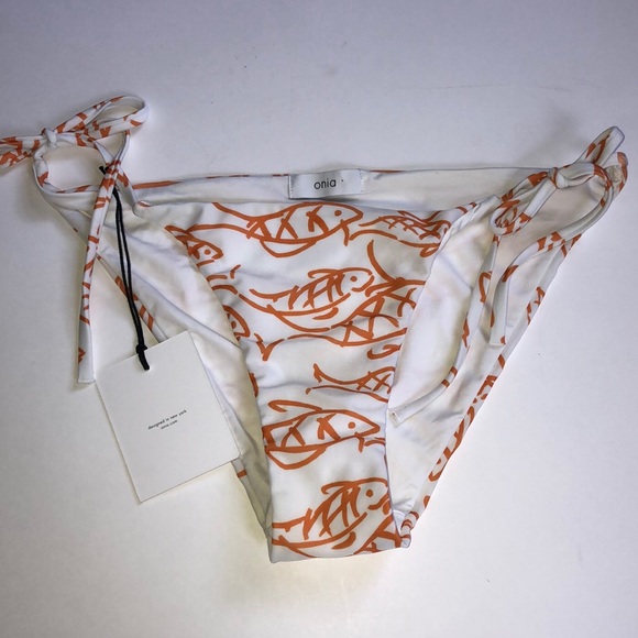 Onia Other - ONIA Kate Orange and white side tie bikini bottom